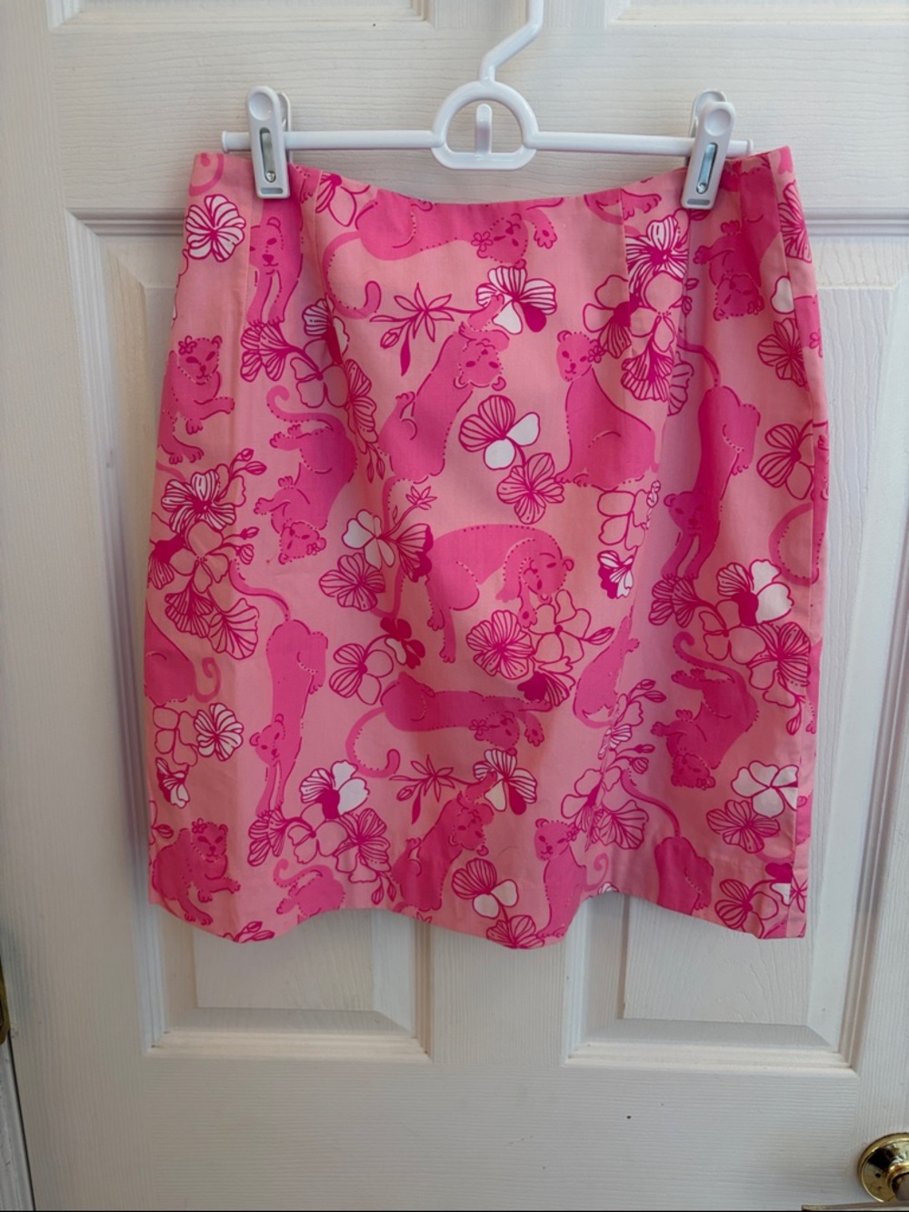 Lilly Pulitzer white label vintage geranium pink panther floral lined skirt sz 6